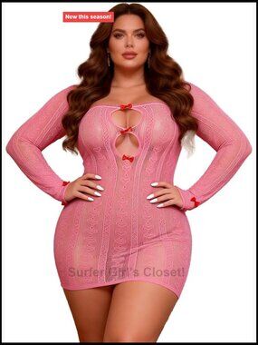 Fishnet Lingerie Bodysuit Dress Plus Size 2 Piece Set Long Sleeve Cape Tube Top